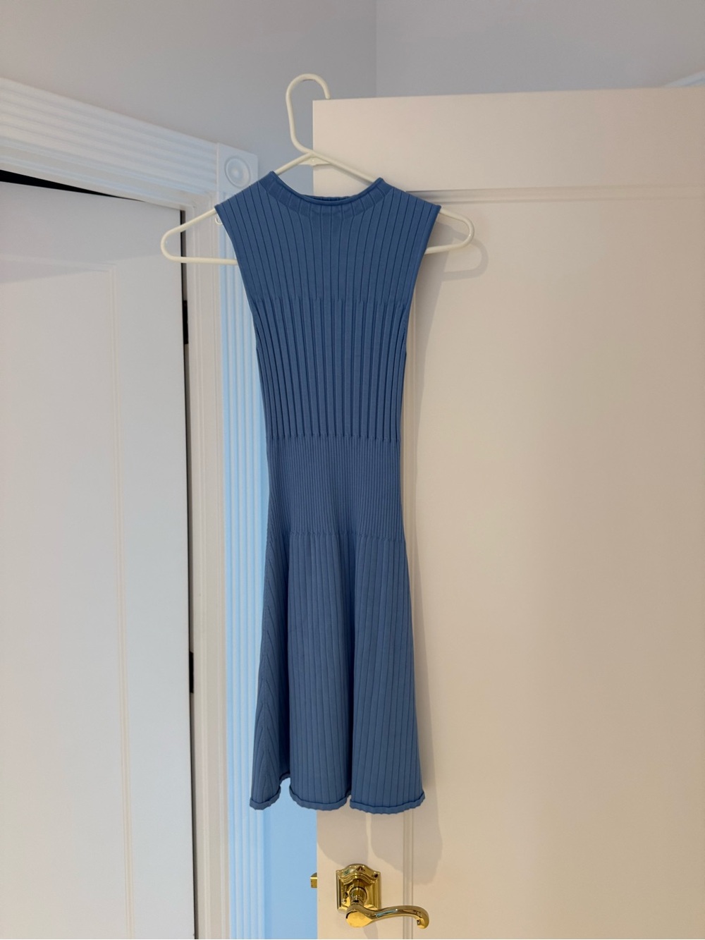 Kookai Blue Sleeveless Ribbed Fit-and-Flare Mini Dress